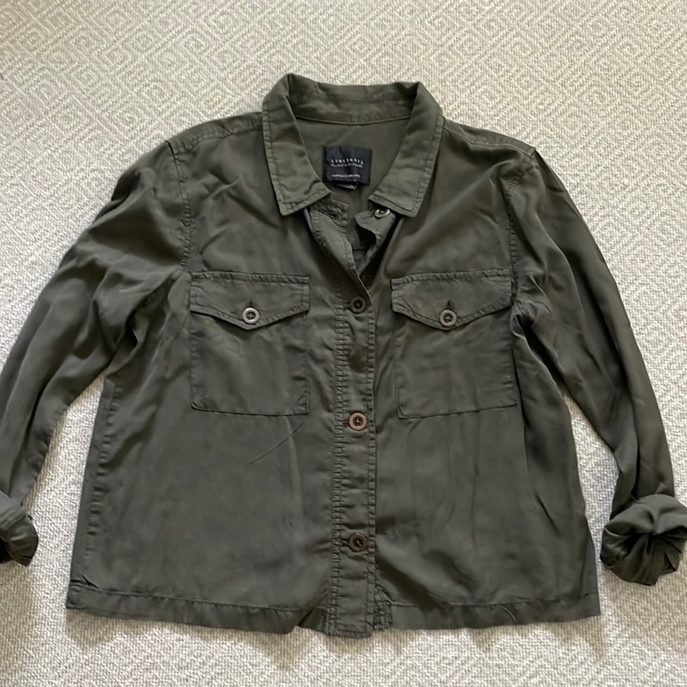 Sanctuary Green Crop Utility Button Up Top Shirt Jacket Size Large